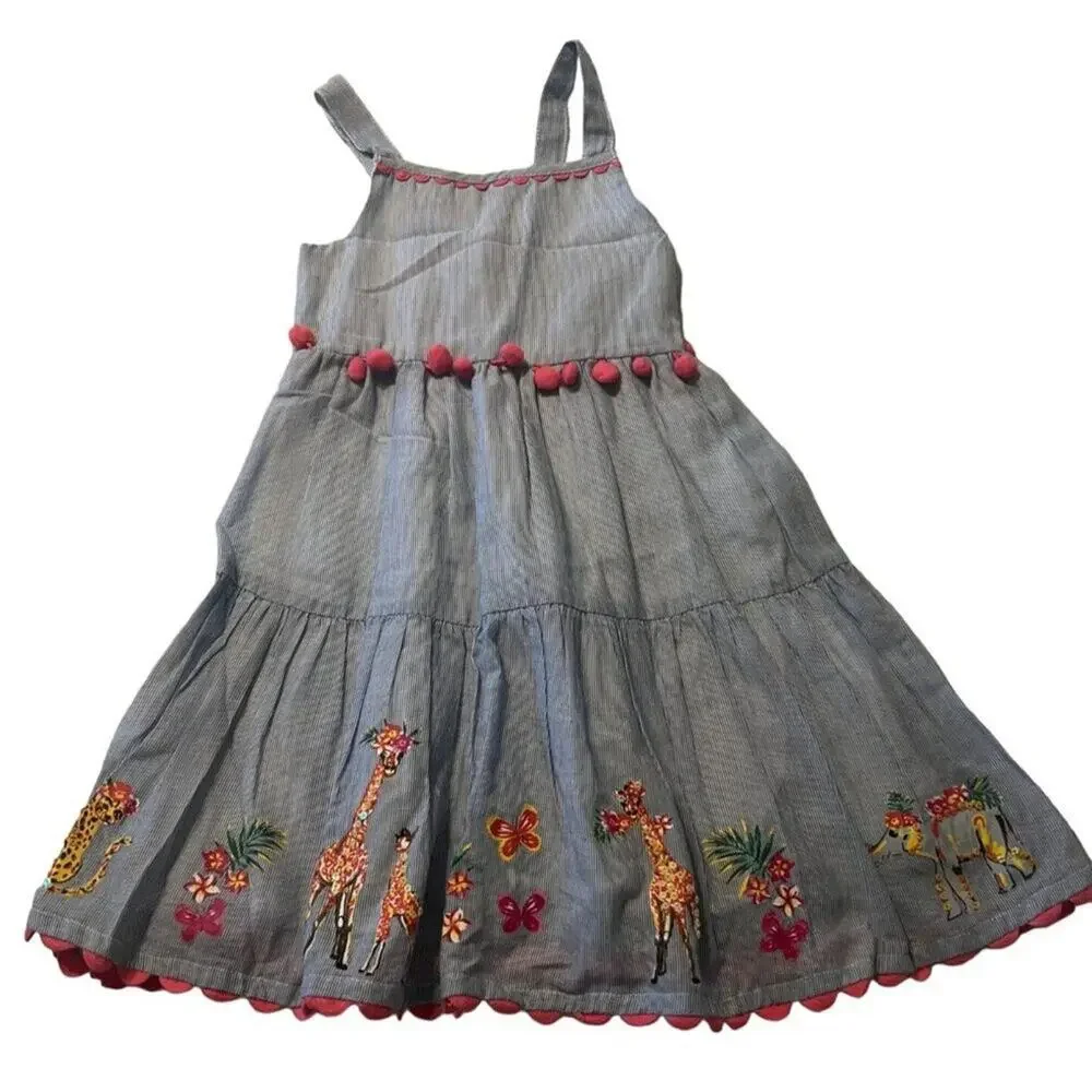 RARE EDITIONS Toddler Girls Size 2 Safari Animal Border Cotton Sundress Excellen